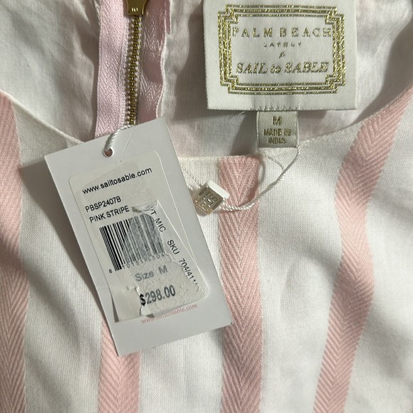 NWT SAIL TO SABLE Blush Stripe Scalloped Short Set - Picture 8 of 9